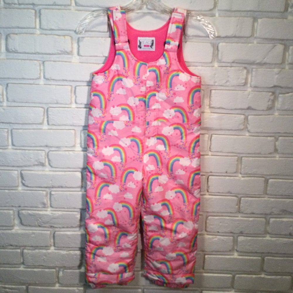 The Children’s Place Rainbow Print Snow Bib Overalls 4T
